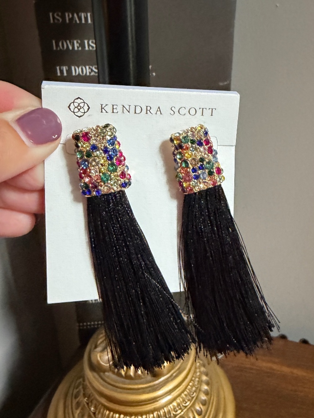 NWT Kendra Scott Black Tassel Earrings Multicolor Gold MSRP $55